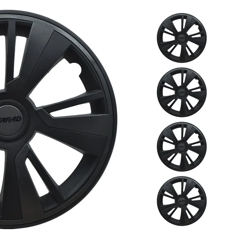 16-Inch Matte Black Twintone Hub Caps With Black Inserts – Full Set Of 4 1