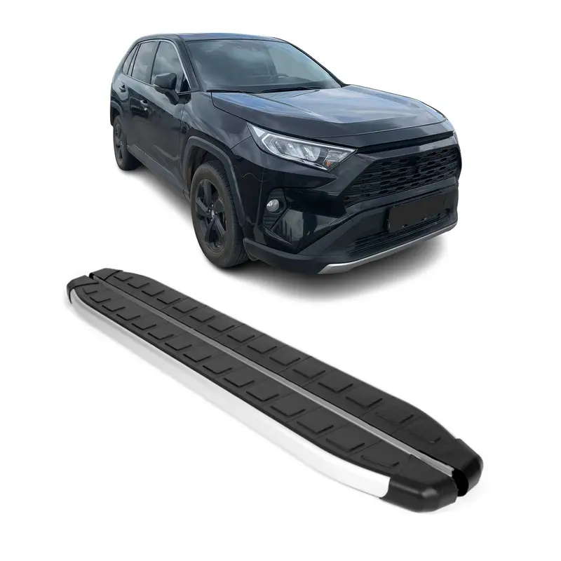 2019–2025 Toyota Rav4 Hybrid Premium Silver & Black Running Boards 1