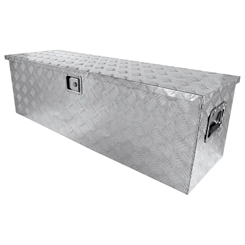 44-Inch Universal Heavy-Duty Silver Aluminum Truck Tool Box With Side Handles And Locking System 1