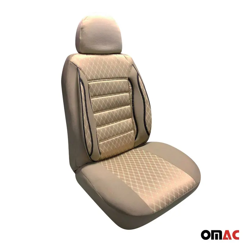 Beige Polycotton Front Seat Protector Covers – Universal Semi-Custom By Omac 1