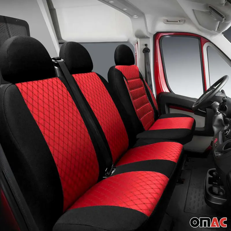Black And Red Front Seat Covers For 1993–2003 Volkswagen Eurovan (2+1 Set) 1