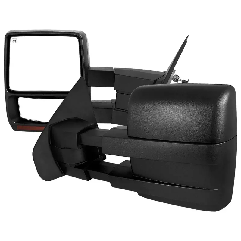 Black Heated Telescoping Tow Mirrors With Amber Turn Signals For 2007–2014 Ford F-150 1