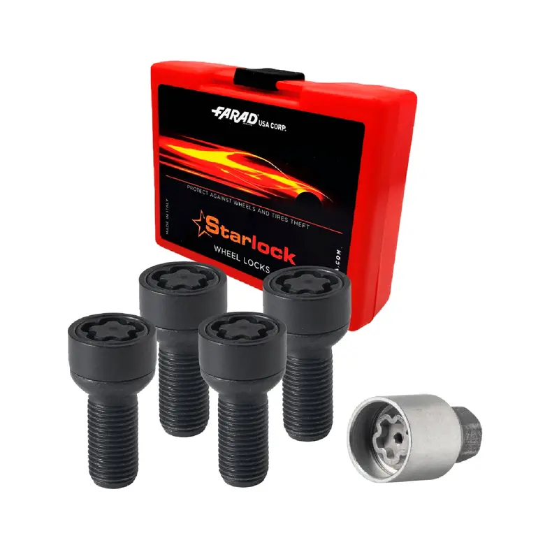 Black Wheel Lock Set For Bmw X1 – M14X1.25 Thread, 4-Piece With 1 Key 1