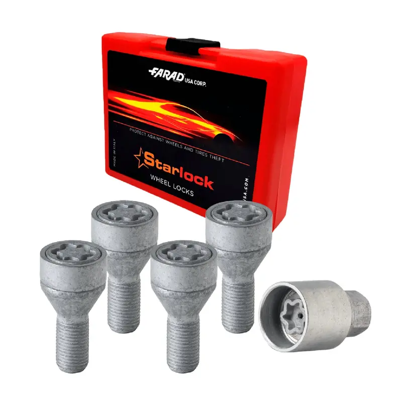 Jeep Compass Wheel Lock Kit – M12X1.25 Galvanized Silver Bolt Design, 4 Locks + 1 Key 1