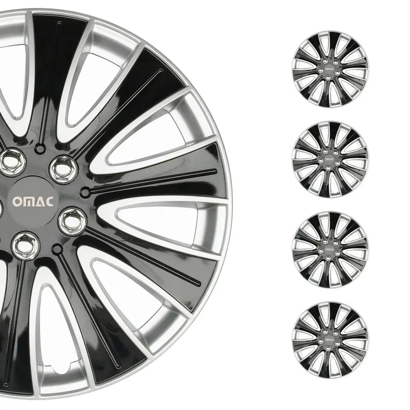 Pisa 16-Inch Grey & Black Hub Caps – Full Set Of 4 Elegant Wheel Covers 1