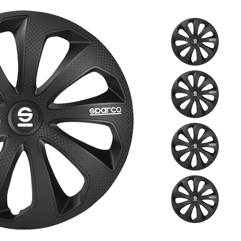 Sicilia 14-Inch Matte Black Carbon Fiber Hub Caps – 4-Piece Kit 1