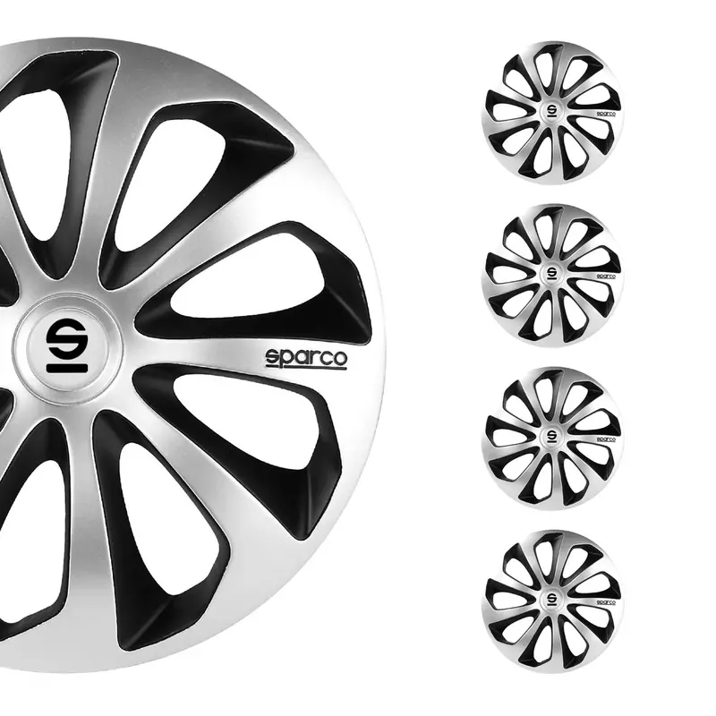 Sicilia 14-Inch Silver And Black Alloy-Style Hub Caps – 4-Pack 1