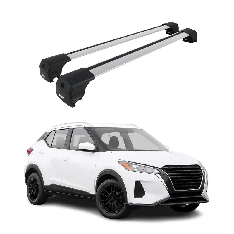 Silver Aluminum Roof Rack Cross Bars With Luggage Carrier For 2025–2026 Nissan Kicks Play 1