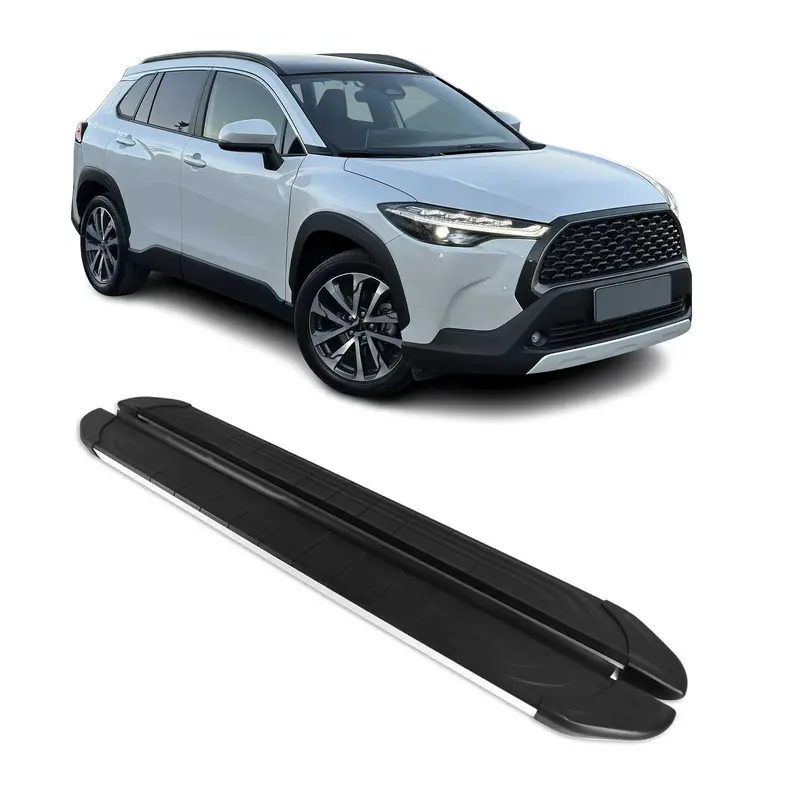 Silver And Black Running Boards For 2022–2026 Toyota Corolla Cross 1