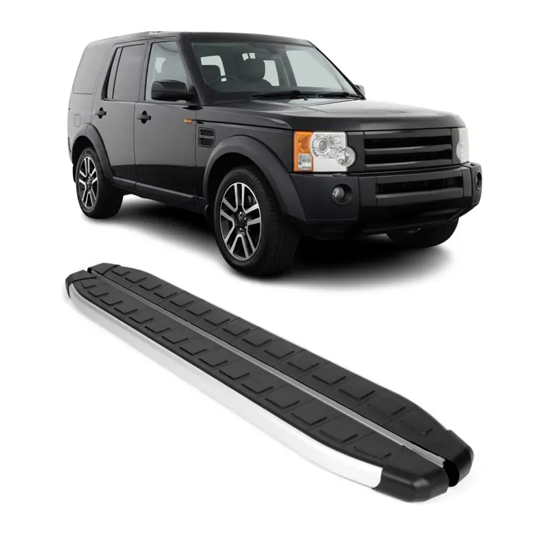 Silver-And-Black Side Steps For 2005–2016 Land Rover Discovery 1