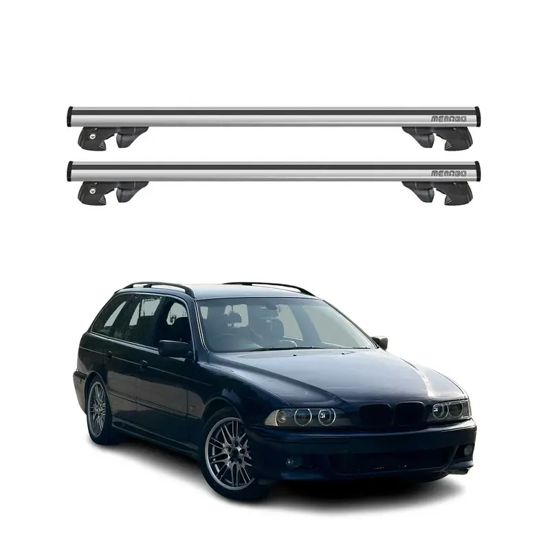 Silver Crossbars Designed For 1997–2003 Bmw 5-Series Wagon (E39) 1
