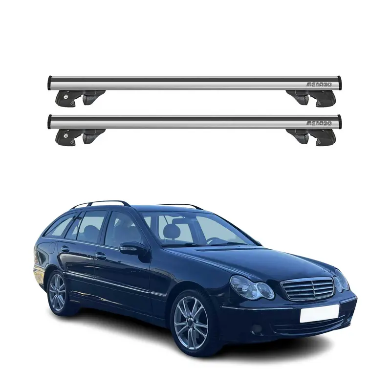 Silver Crossbars Designed For 2001–2009 Mercedes-Benz C-Class Wagon (S203) 1