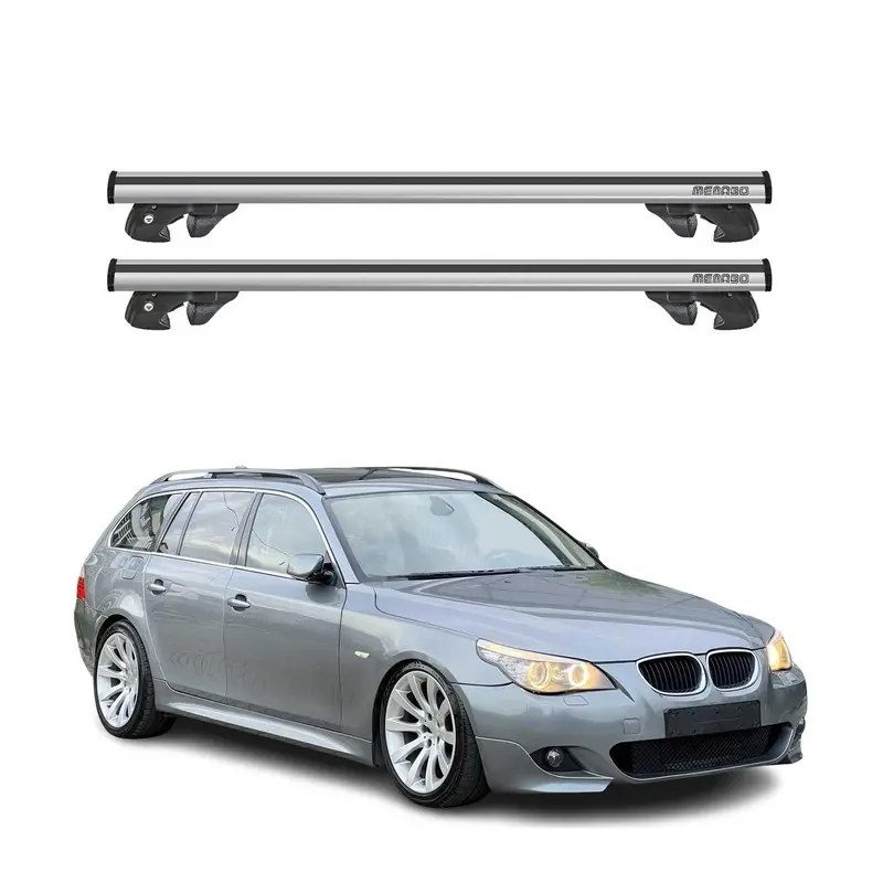 Silver Crossbars Fit 2004–2010 Bmw 5-Series Wagon (E61) 1