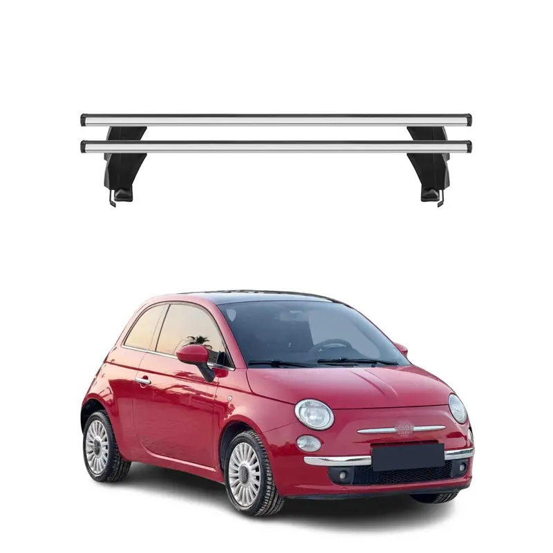Silver Roof-Mount Cross Bars For 2007–2026 Fiat 500 Four-Door Models 1