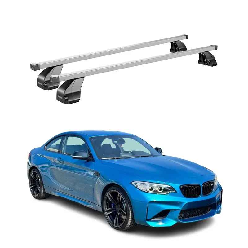 Silver Roof Rack Cross Bars Compatible With 2014–2021 Bmw 2 Series F22 & M2 Coupe 1