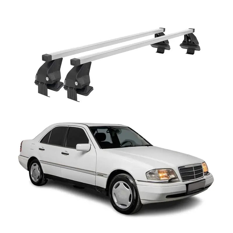 Silver Roof Rack Cross Bars For 1995–2000 Mercedes-Benz C-Class Sedan (W202) 1