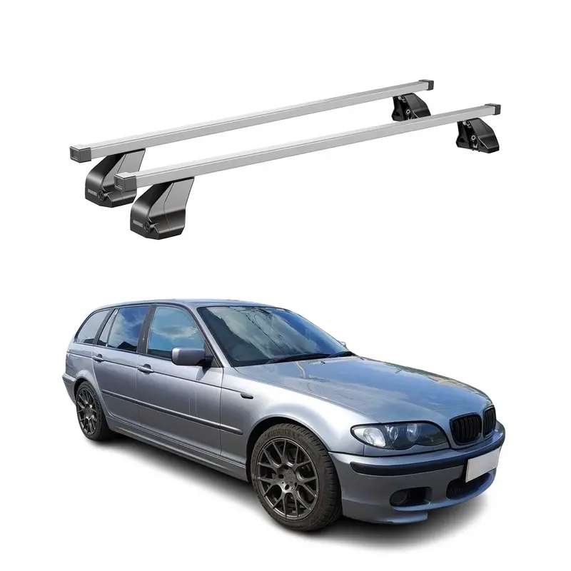 Silver Roof Rack Cross Bars For 2000–2006 Bmw 3 Series Touring (E46) 1