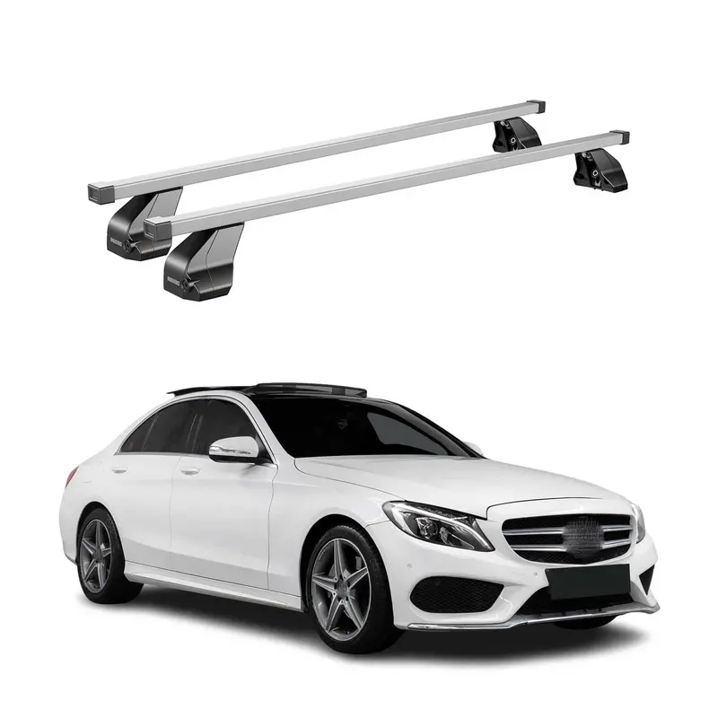 Silver Roof Rack Cross Bars For 2015–2021 Mercedes-Benz C-Class (W205) Sedan 1