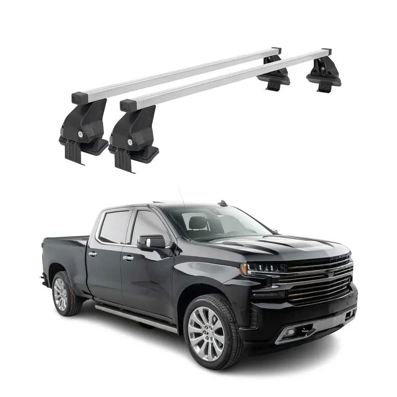 Silver Roof Rack Cross Bars For 2019–2026 Chevrolet Silverado 1500 & 2500 1