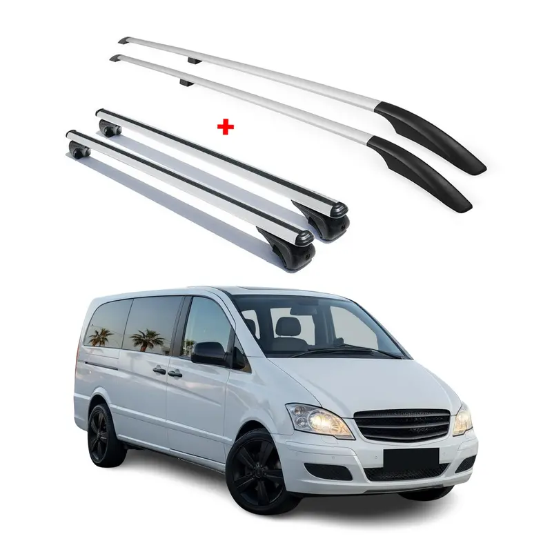 Silver Roof Rack Rails Kit For 2003–2014 Mercedes-Benz Vito W639 L2 1