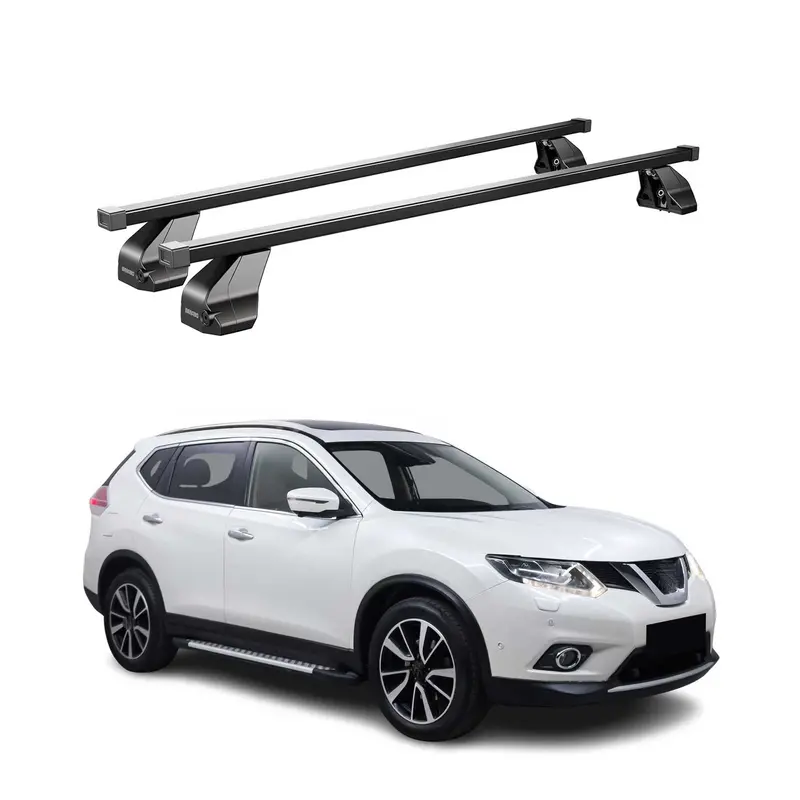 Steel Fixed-Point Cross Bars For Nissan Rogue (2014–2017 Pre-Facelift), Black, 2-Pack 1