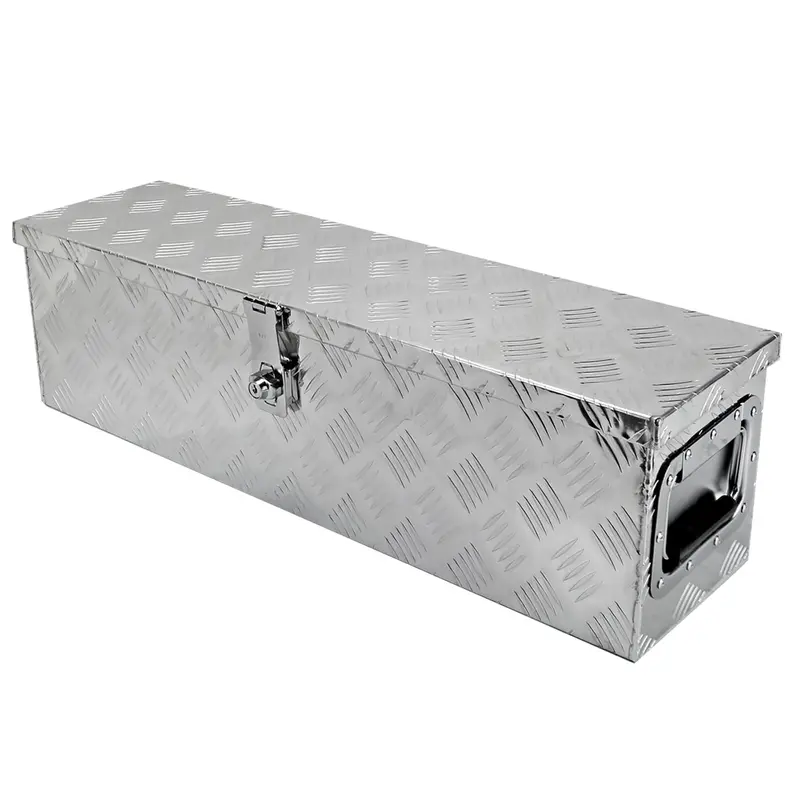 Universal 31-Inch Heavy-Duty Silver Aluminum Truck Toolbox With Side Handles, Lock, And Keys 1