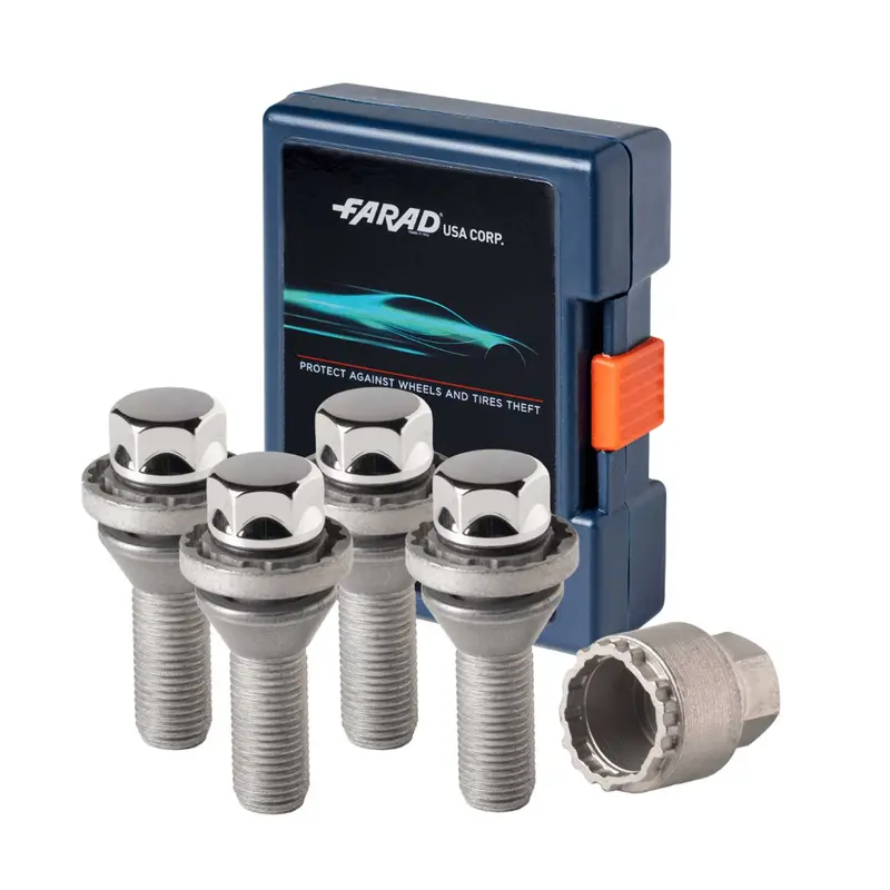 Volvo Xc60 Wheel Lock Kit – M14X1.5 Chromed Bolt Style, 4 Locks + Key 1