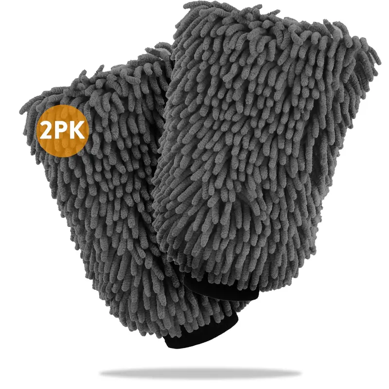 Wash&Whips Chenille Microfiber Car Cleaning Mitt – 2-Pack For Gentle, Streak-Free Cleaning 1