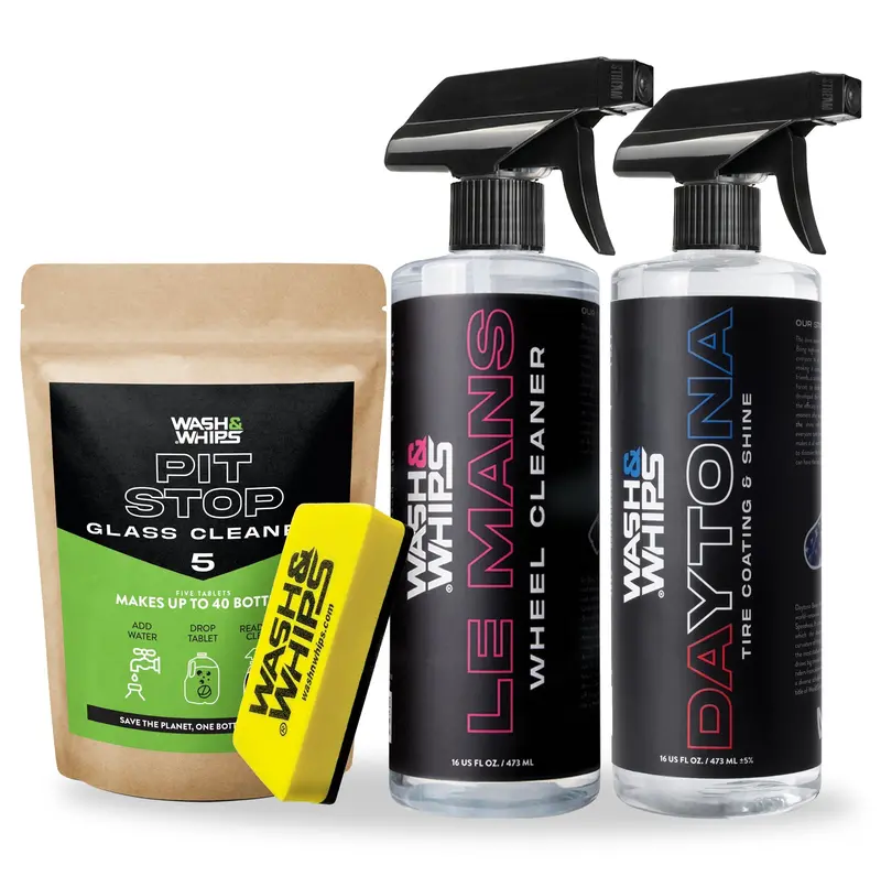 Wash&Whips Wheel & Tire Wash & Shine Kit – Complete $48 Value Detailing Bundle 1