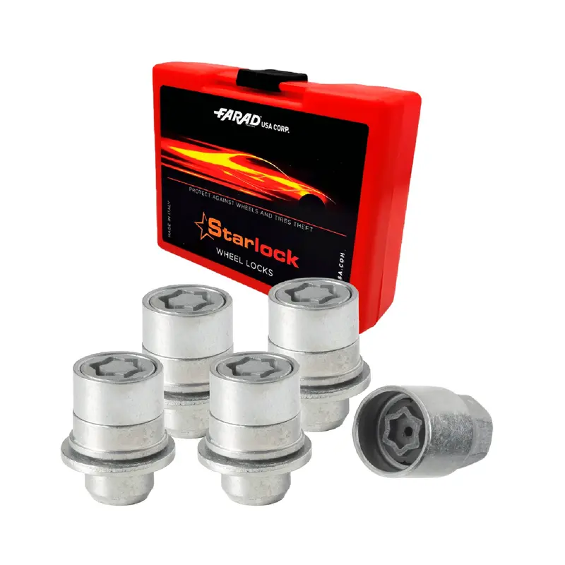 Wheel Lock Kit For Toyota Venza – M12X1.5 Nut Style, Galvanized Silver, 4-Pack With 1 Key 1